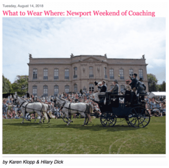 Newport, Rhode Island, as 19th century carriages, led by stately steeds, gallantly gather to herald Coaching Weekend in Newport. From August 16th to 19th, The Preservation Society of Newport County hosts members of the Carriage Association of American